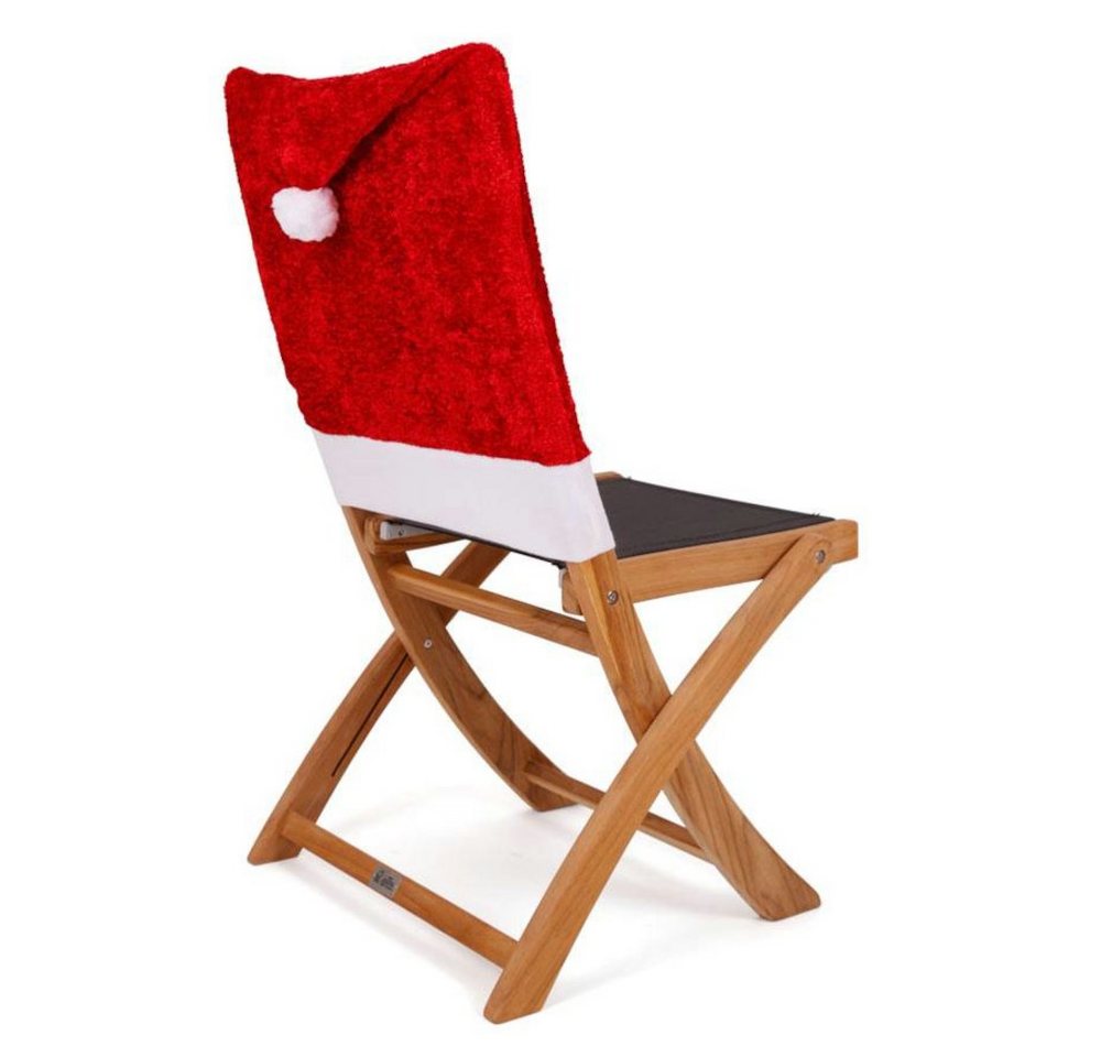 Stuhlhusse, Haushalt International, 4er-Set - Stuhlüberzug für Weihnachten - Samt - 51 x 71 cm - Rot/Weiß von Haushalt International