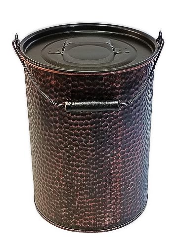 Haushalt-Krausse.de Ascheeimer 14oder25l,alteisen oder kupferfarben gehämmert von Haushalt-Krausse.de
