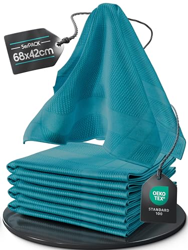 Haushalt und Genuss Microfaser Geschirrtücher Petrol 5 Stück Set 68x42cm Hochsaugend & Schnelltrocknend Streifenfrei bis 95°C Waschbar trocknergeeignet fusselfrei Küchenhandtücher Haushalt und Genuss Microfaser Geschirrtücher Petrol 5 Stück Set 68x42cm Hochsaugend & Schnelltrocknend Streifenfrei bis 95°C Waschbar trocknergeeignet fusselfrei Küchenhandtücher von Haushalt und Genuss