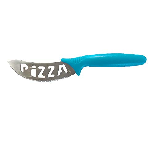 Pizzamesser mit 10cm langer Rundklinge aus Edelstahl mit blauem Griff und Wellenschliff Pizzaschneider auch für Flammkuchen und Pide oder Lahmacun geeignet Pizza von Haushaltshelden