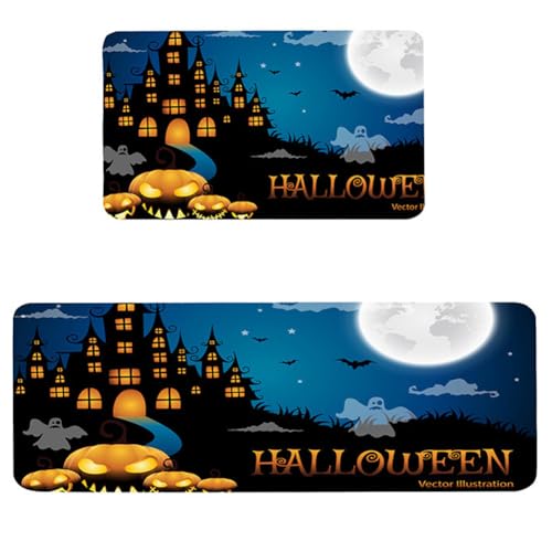 Halloween Fußmatte Herbst - 2 Stück Herbst Kürbis Deko Herbst Fußmatte, Herbst Deko Willkommensmatte für Innen Außen, Herbstdeko Teppich rutschfeste Für Schlafzimmer Wohnzimmer (Set 1) von Hausio