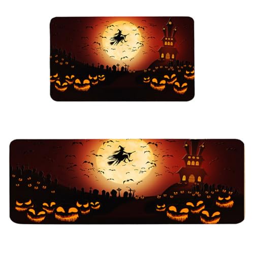 Halloween Fußmatte Herbst - 2 Stück Herbst Kürbis Deko Herbst Fußmatte, Herbst Deko Willkommensmatte für Innen Außen, Herbstdeko Teppich rutschfeste Für Schlafzimmer Wohnzimmer (Set 2) von Hausio