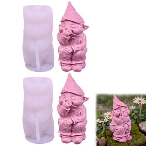 Hausio Lustig Silikonform Weihnachten, Gießformen Silikon Weihnachten - 3D Silikonform Wichtel Kerzenformen Zum Gießen, Silikonformen, DIY Gießformen Gießform Weihnachten Wichtel (2 Pcs) von Hausio