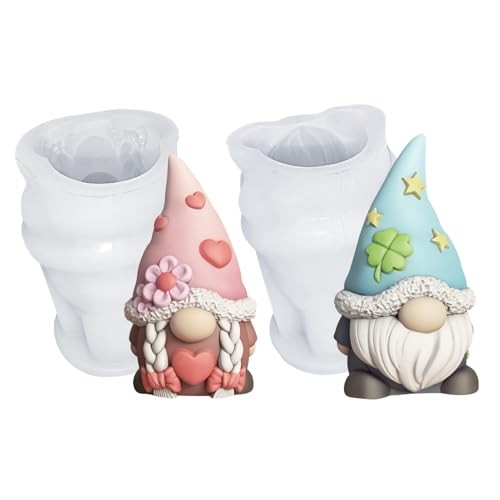 Hausio Silikon Silikonform Wichtel Kerzenformen Zum Gießen, Silikonform Weihnachten, Silikonformen, DIY Gießformen Silikon Gießform Weihnachten Wichtel,Giessformen (A & B) von Hausio