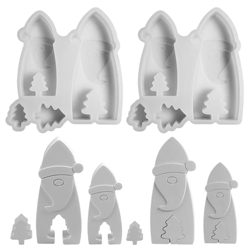 Hausio Silikonformen Gießformen Weihnachten Kerzenformen zum Gießen, 3D Wichtel Silikonform Weihnachten Weihnachtsmann Gips Zum Gießen Gießformen Silikon Gießform Wichtel Giessformen Silikon (2 Stück) von Hausio