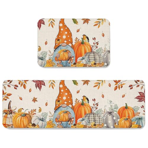 Herbstdeko Fußmatte Herbst - 2 Stück 40X60 40X120CM Herbst Kürbis Deko, Herbst Deko Fußmatte Willkommensmatte Für Innen Außen, Teppich rutschfeste Für Schlafzimmer Wohnzimmer (Stil 3) von Hausio