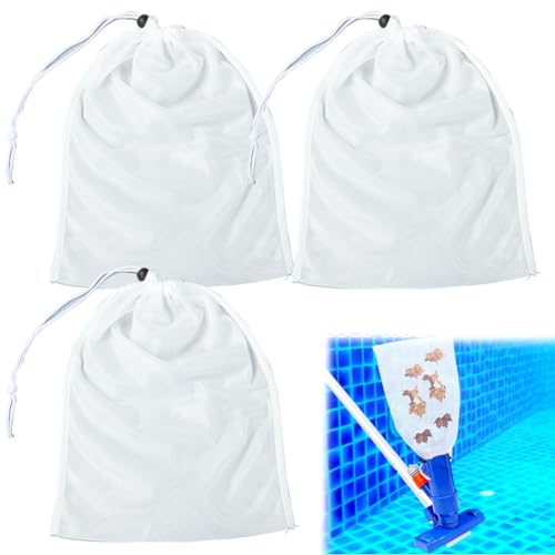 Poolsauger Filter | Auffangbeutel Ersatz Netz | Poolsauger Zubehör | Stoff Filter | Reinigung Netzbeutel | Staubsaugerbeutel Netzbeutel | mit Kordelzug und Verschluss | Poolsauger Beutel (46cm×40cm) von Hausio