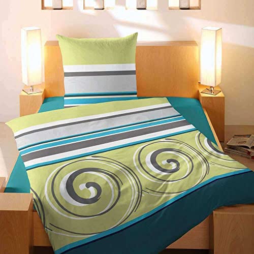 Hausmarke Magita Satin Bettwäsche Grün Streifen Struktur 155x220 cm + 80x80 cm Hausmarke Magita Satin Bettwäsche Grün Streifen Struktur 155x220 cm + 80x80 cm von Hausmarke Magita