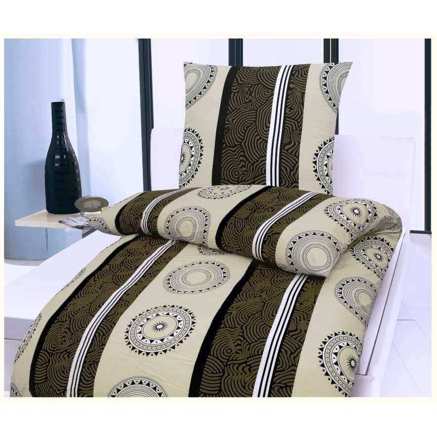 Sonderposten Microfaser Bettwäsche Ornamente Schwarz Beige Grau Inka 135x200 cm von Hausmarke Magita