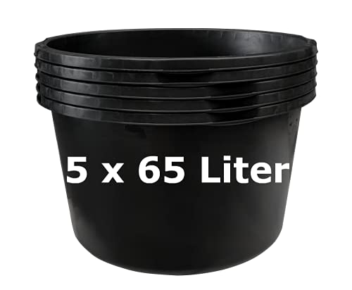 5 x Mörtelkasten Mörtelkübel Maurerkasten Pflanzkübel Mörteleimer Maurereimer (65 l rund) von Hausmarke