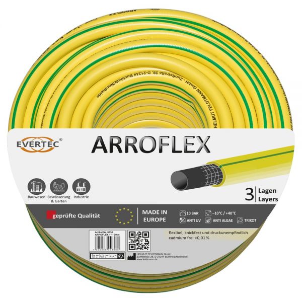 Arroflex Gartenschlauch 3-lagig 1/2 Zoll - 50m PVC Wasserschlauch von Evertec