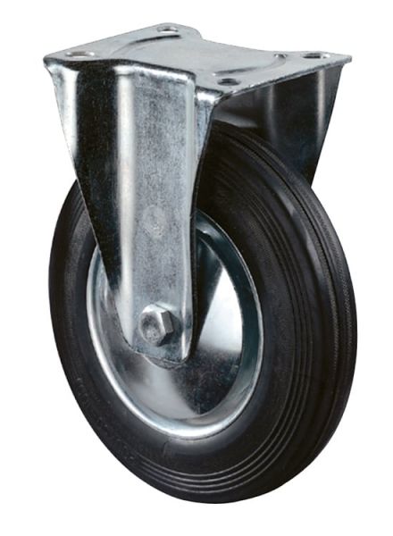 Bockrolle Ø100mm, Gummi schwarz, 70 kg, Transportrolle mit Stahlfel... von Hausmarke