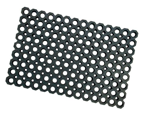 Gummi-Wabenmatte, 60x40cm, schwarz, Gummi-Fußmatte, Allwetter-Fußma... von Hausmarke