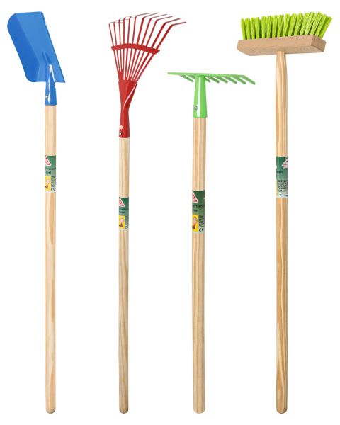 Kinder Gartengeräte Set 4-teilig - Schaufel, Rechen, Besen & Fächer... von Hausmarke