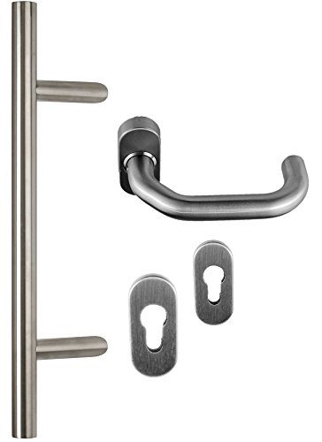 Edelstahl Haustür- Beschlag- Set 1021 Stoßgriff-Länge: 350mm Edelstahl Haustür- Beschlag- Set 1021 Stoßgriff-Länge: 350mm von Haustürbeschlag