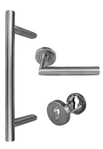 Edelstahl Haustür- Beschlag- Set 1802 Stoßgriff-Länge: 600mm Edelstahl Haustür- Beschlag- Set 1802 Stoßgriff-Länge: 600mm von Haustürbeschlag