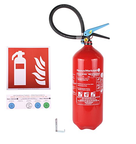 ABF Schaumfeuerlöscher 'Tina' 6 Liter nahtloser Aluminiumbehälter (Fettbrandlöscher FS6-3F Wandhalter Instandhaltungsnachweis) von HausundWerkstatt24
