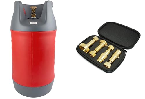 HausundWerkstatt24 CAMPKO-Set Komposit Gastankflasche mit Füllstopp 14 kg - 24,4 Liter + LPG-Flaschentankadapterset Europa von HausundWerkstatt24