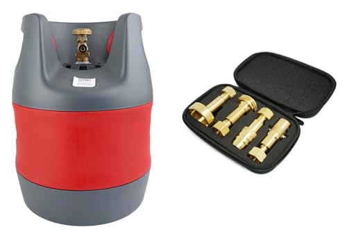 HausundWerkstatt24 CAMPKO-Set Komposit Gastankflasche mit Füllstopp 5 kg - 12,7 Liter + LPG-Flaschentankadapterset Europa von HausundWerkstatt24