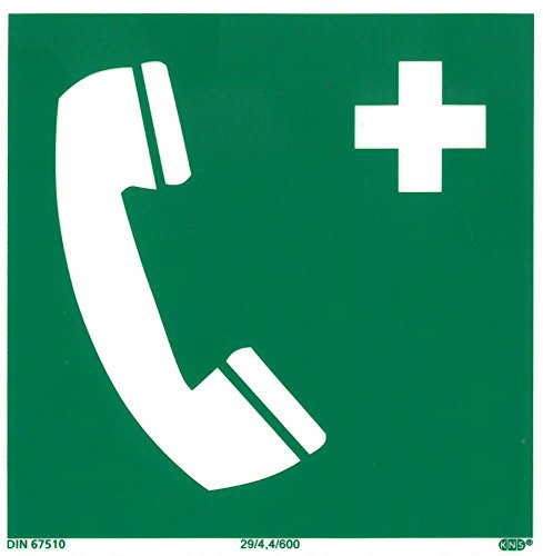 Rettungszeichen Notruftelefon 15x15cm ISO7010 - Kunststoff nachleuchtend selbstklebend von HausundWerkstatt24