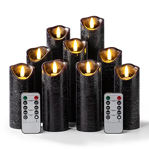 Hausware Kit ohne Flammen Kerzen Batterie mit Strom LED Wachs flackern elektrische Kerze mit Fernbedienung Timer Halloween Weihnachtsdekoration (schwarz) (Black) (Black) von Hausware