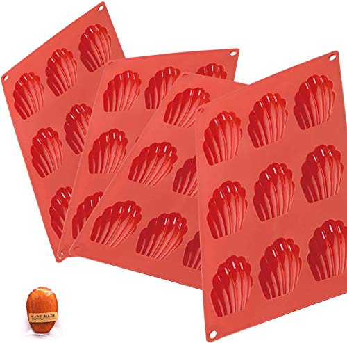 HautStore Madeleine Backformen, 9 Mulden Mit Antihaftbeschichtung Wiederverwendbare Backförmchen BPA frei, Madeleine-Muschel Shell Cookies Chocolate Candy Kuchen Formen Antihaftbeschichtet 4 PCS von HautStore