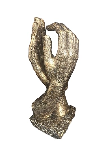 Große Bronze-Hände, Hochzeitsgeschenk, Heiratsantrag, Lebensgröße, 26 cm, 830 g (Antik-Gold) von Haute Collage