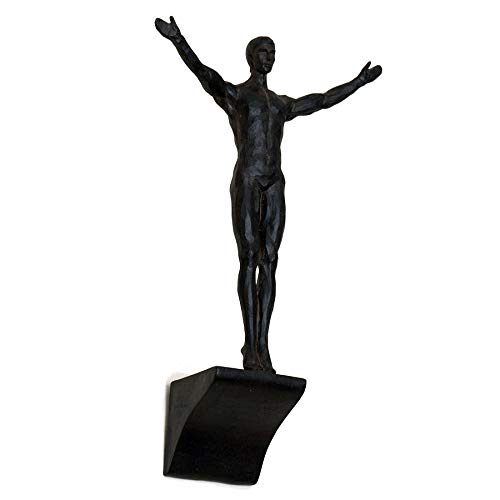 Haute Collage 1x Bronze Tauchender Mann auf Sims - Wandskulptur Wandbehang Taucherdekoration Figur Sportlich Sportliche Statue Outdoor Inspirierend von Haute Collage