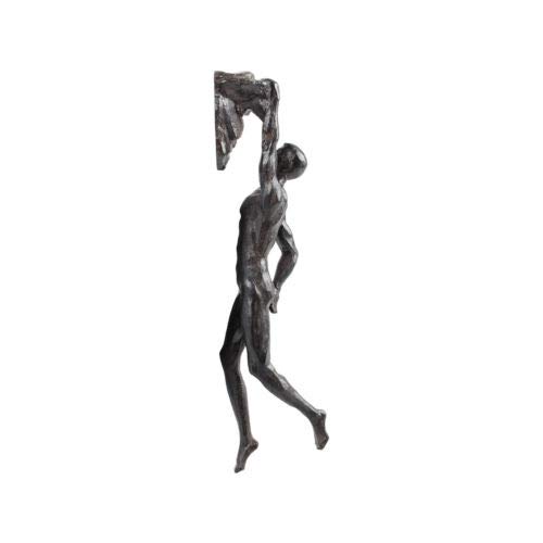 Haute Collage Kletterer mit einem Arm nach Oben - bronzefarbene Wanddekoration Climbing Man B-D von Haute Collage