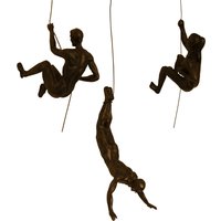 3x Abenteuerlustige Freunde Bronze Weibliche & Männliche Kletterer Mann Frau Abseilen Statuen Figuren Ornamente 3Er Set Wandbehang von HauteCollageLondon