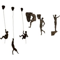Bronzefarbe Figuren - 6Er-Set 3 Kletterer-Figuren Und Wandkletterer-Skulpturen Poly-Resin Statue Ornament Wandbehang von HauteCollageLondon
