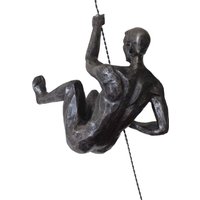 Große Bronze Farbe Klettern Abseilen Mann Hängen An Draht Mit Linken Arm Oben Ornament Figur Kletterer Wandbehang Statue Rock Buddy von HauteCollageLondon