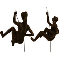 Großes X2 Bronze Klettern Abseil Duo 1X Männchen & 1 Weibchen Hängen Am Draht Ornamente Figuren Wandbehang Statuen Rock Kletterer Wandkunst von HauteCollageLondon