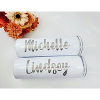 Personalisierte Edelstahl Skinny Tumbler, Individuell Eingravierter Name Personalisierte Edelstahl Skinny Tumbler, Individuell Eingravierter Name von HautePinkCreations
