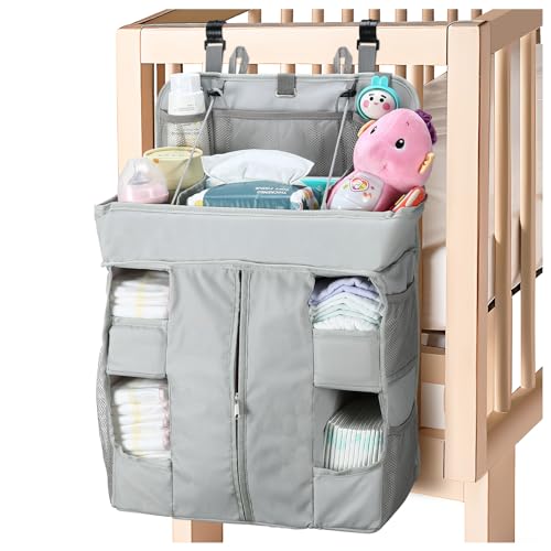 Hautton Hanging Diaper Caddy Organizer Hängende Windel Veranstalter für Wickeltisch und Kripp Windel Wechselnden Station für Kinderzimmer für Neugeborene Neue Mama -Grau von Hautton