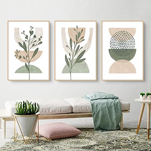 Hava Kolari 3er Poster Set, Moderne Abstrakt Grün Bilderset Wandbilder mit Kunstdruck, OHNE Rahmen, Wandposter Leinwandbilder Pflanze Deko Wohnzimmer (Stil A,40 x 50 cm) von Hava Kolari