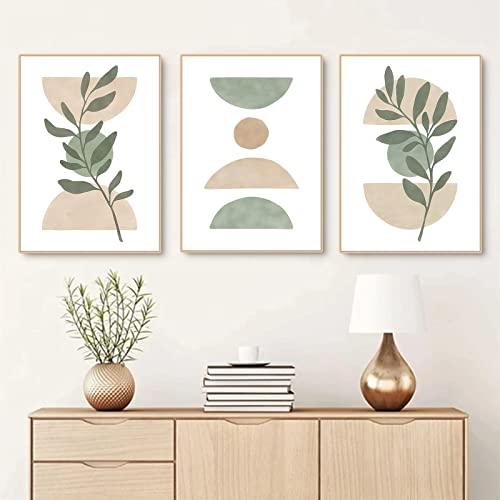 Hava Kolari 3er Poster Set, Moderne Abstrakt Grün Bilderset Wandbilder mit Kunstdruck, OHNE Rahmen, Wandposter Leinwandbilder Pflanze Deko Wohnzimmer (Stil B,50 x 70 cm) von Hava Kolari