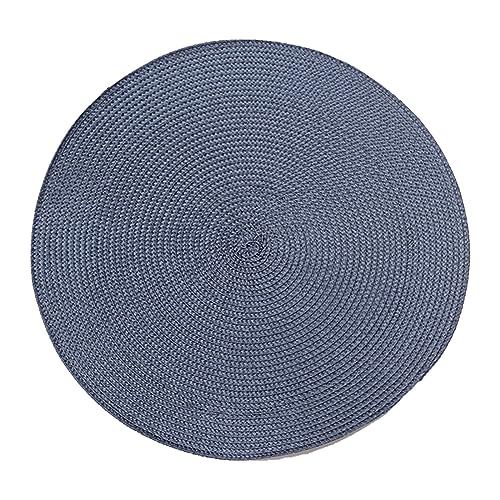 Hava Kolari 4er Set Platzsets Rund Tischsets Abwaschbar rutschfest Hitzebeständig Platzdeckchen Gewebt 38cm Platzsets für Küche, Party, Hochzeit (Dunkelblau) von Hava Kolari