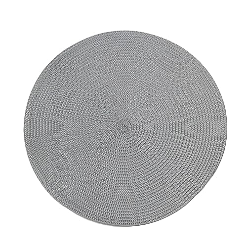 Hava Kolari 4er Set Platzsets Rund Tischsets Abwaschbar rutschfest Hitzebeständig Platzdeckchen Gewebt 38cm Platzsets für Küche, Party, Hochzeit (Hellgrau) von Hava Kolari