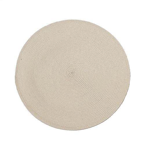 Hava Kolari 4er Set Platzsets Rund Tischsets Abwaschbar rutschfest Hitzebeständig Platzdeckchen Gewebt 38cm Platzsets für Küche, Party, Hochzeit (Weiß) von Hava Kolari