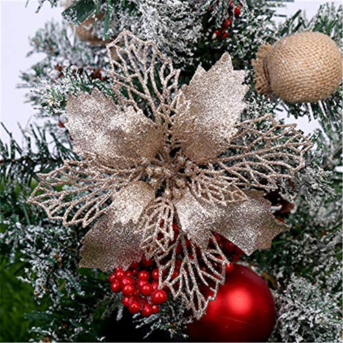 Hava Kolari 5pcs Weihnachtsblume, Künstliche Blumen Weihnachtsbaumdekoration Weihnachtsbaum Blume Deko Weihnachtsdekoration Ornamente (Champagner) von Hava Kolari