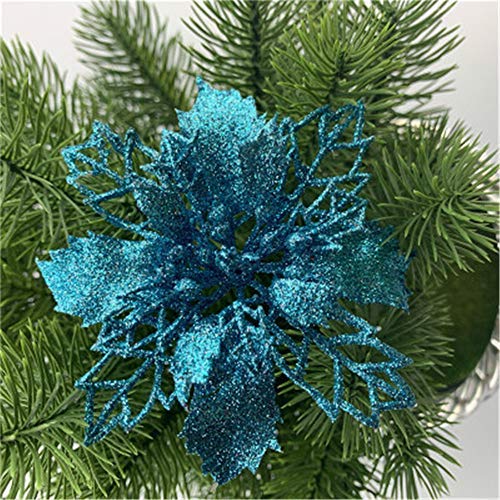 Hava Kolari 5pcs Weihnachtsblume, Künstliche Blumen Weihnachtsbaumdekoration Weihnachtsbaum Blume Deko Weihnachtsdekoration Ornamente (See blau) von Hava Kolari