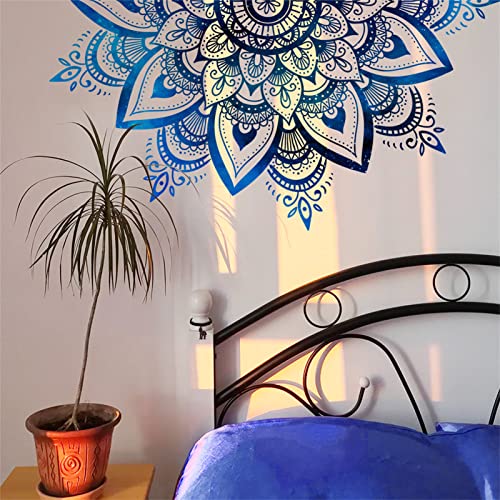 Hava Kolari Allah Groß Mandala Wandtattoo Wandsticker, Boho Indisch Lotus Aufkleber, Blau Blume Wandaufkleber Kunst Deko Wohnzimmer Yoga Schlafzimmer von Hava Kolari