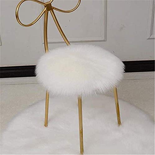 Hava Kolari Faux Lammfell Schaffell Teppich, Runde Plüsch Matte Sitzkissen, Wohnzimmer Schlafzimmer Home Decorator Anti-Rutsch Yoga Teppich (Weiß,40 * 40cm) von Hava Kolari