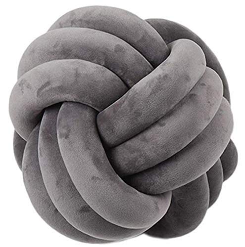 Hava Kolari Knot Kopfkissen Knotenkissen Plüsch Kissen Weiche Geknotetes Kissen Knoten Ball Kissen Dekor Bett Zimmer (20cm,Dunkelgrau) von Hava Kolari