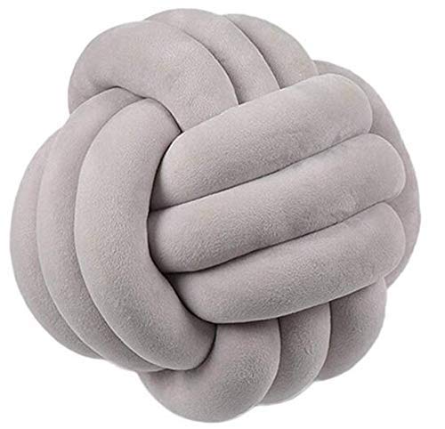 Hava Kolari Knot Kopfkissen Knotenkissen Plüsch Kissen Weiche Geknotetes Kissen Knoten Ball Kissen Dekor Bett Zimmer (27cm,Grau) von Hava Kolari