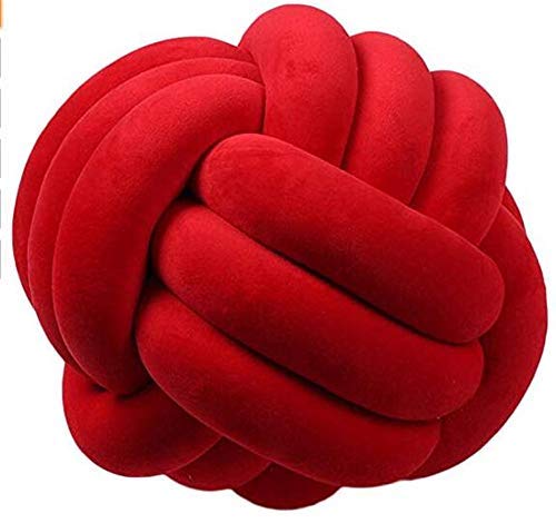 Hava Kolari Knot Kopfkissen Knotenkissen Plüsch Kissen Weiche Geknotetes Kissen Knoten Ball Kissen Dekor Bett Zimmer (27cm,Rot) von Hava Kolari