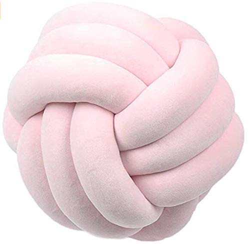 Hava Kolari Knot Kopfkissen Knotenkissen Plüsch Kissen Weiche Geknotetes Kissen Knoten Ball Kissen Dekor Bett Zimmer (35cm,Hellrosa) von Hava Kolari