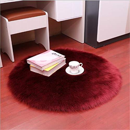 Hava Kolari Lammfell Faux Teppich Schaffell Lammfellimitat Nachahmung Longhair Bettvorleger Fell Wolle Vorleger oder Matte für Stuhl Sofa (30cm,Weinrot) von Hava Kolari