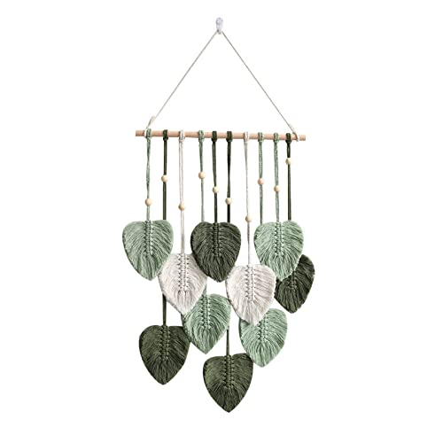 Hava Kolari Makramee Wandbehang Blatt Tapisserie Boho Deko Chic Wanddekon Wandteppich Wohnungs Dekorationen Wohnzimmer Wohnung Schlafzimmer Hochzeit Dekor (Grün) von Hava Kolari